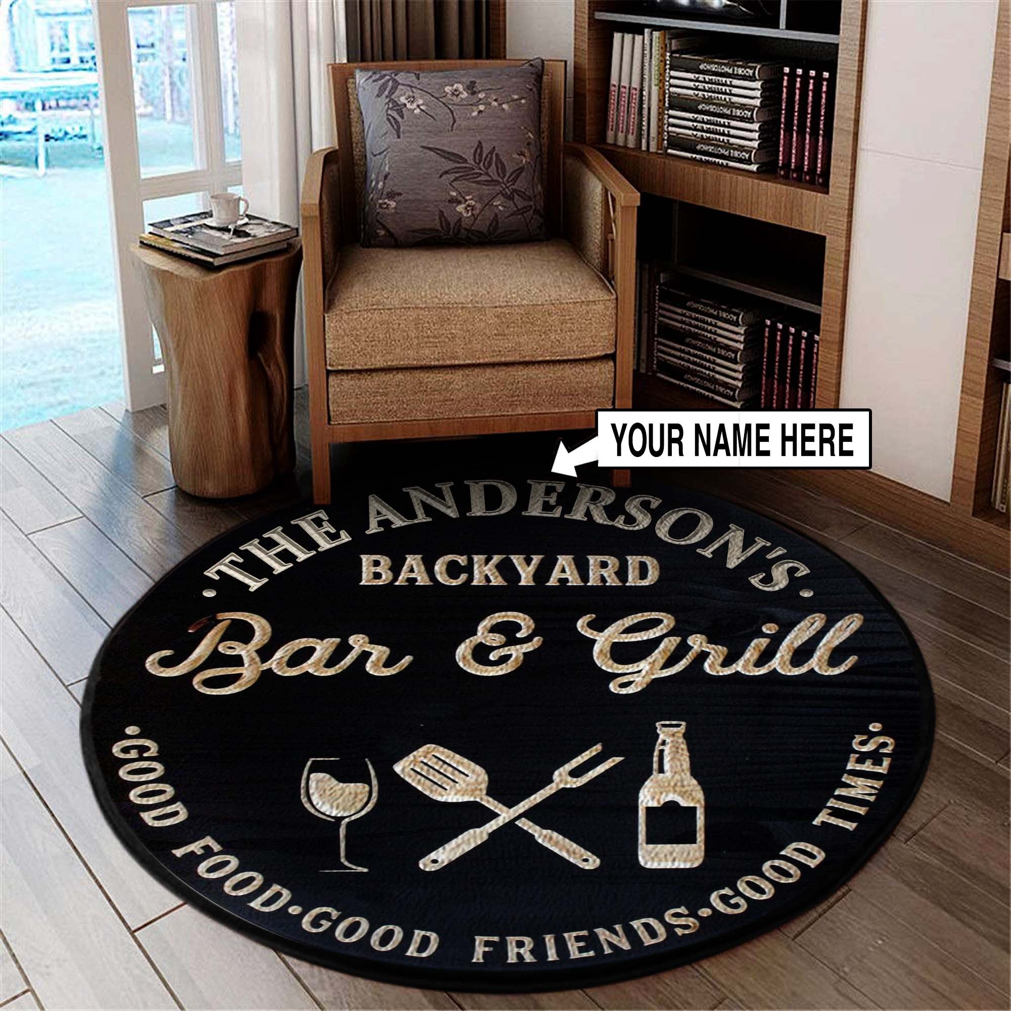 Bar & Grill Personalized Round Mat 06783