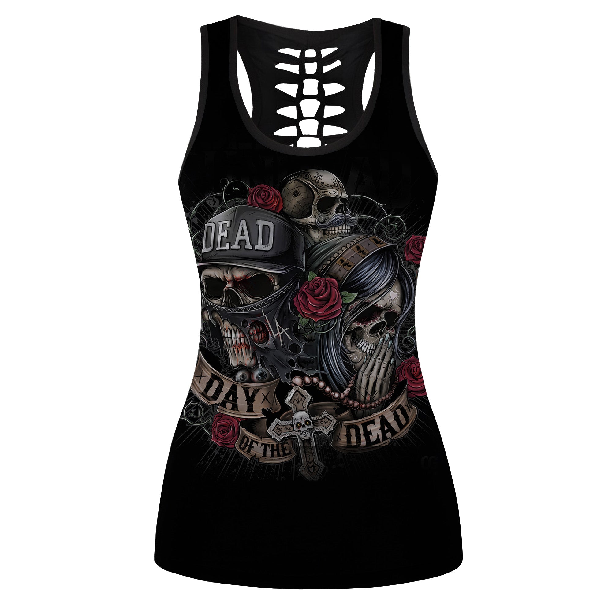 Skull Couple Day of the Dead Hollow Tank Top 05087