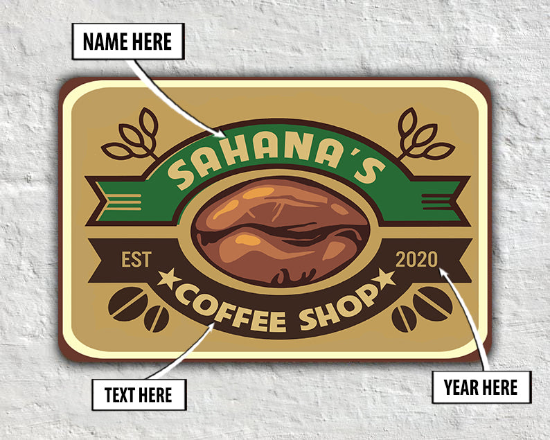 Personalized Coffee Shop Metal Sign 07835