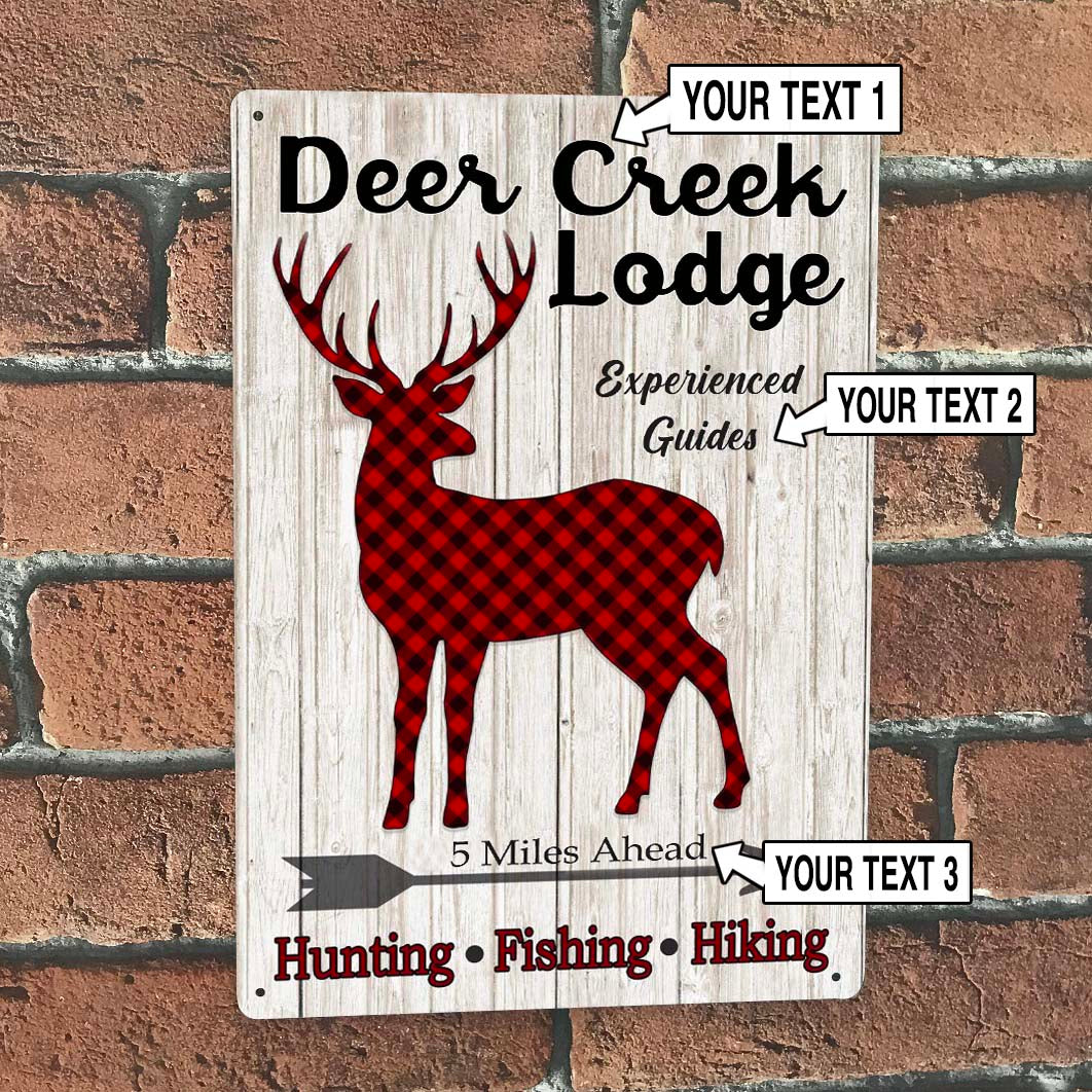 Deer Hunting Lodge Vintage Metal Sign 07276