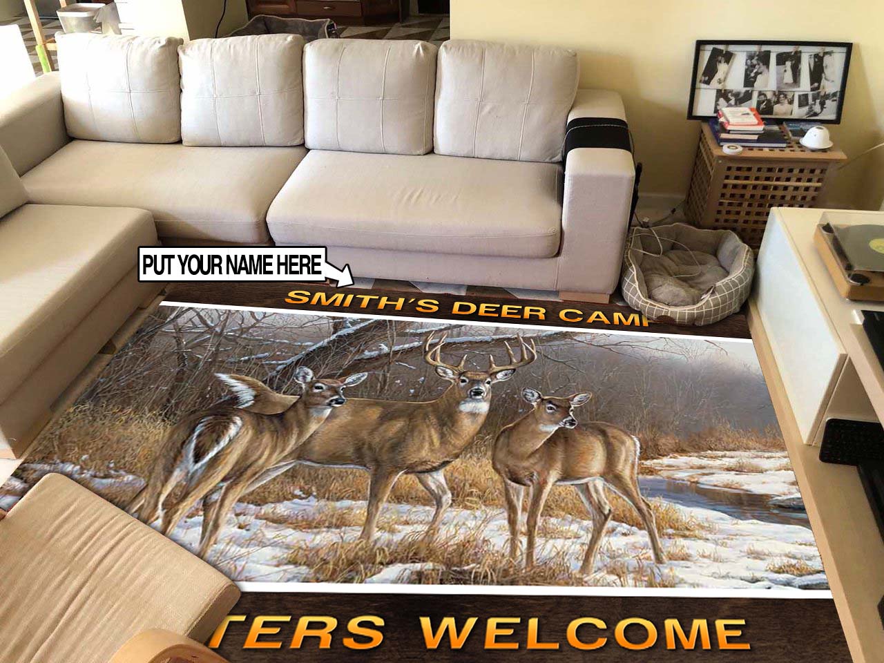 Personalized Deer Camp Hunting Rug 06534