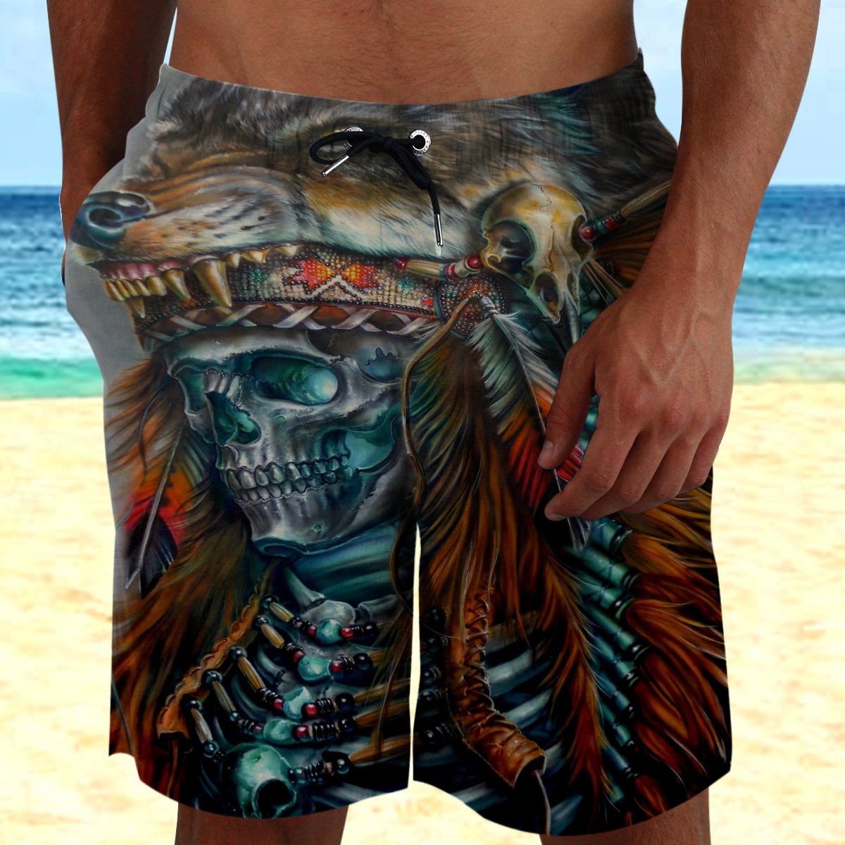 Skull Navtive Beach Shorts 05005