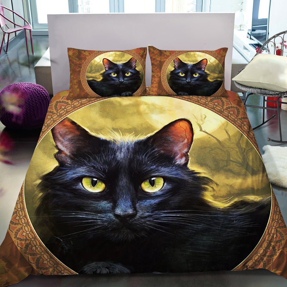Black Cat Autumn Bedding Set 06116