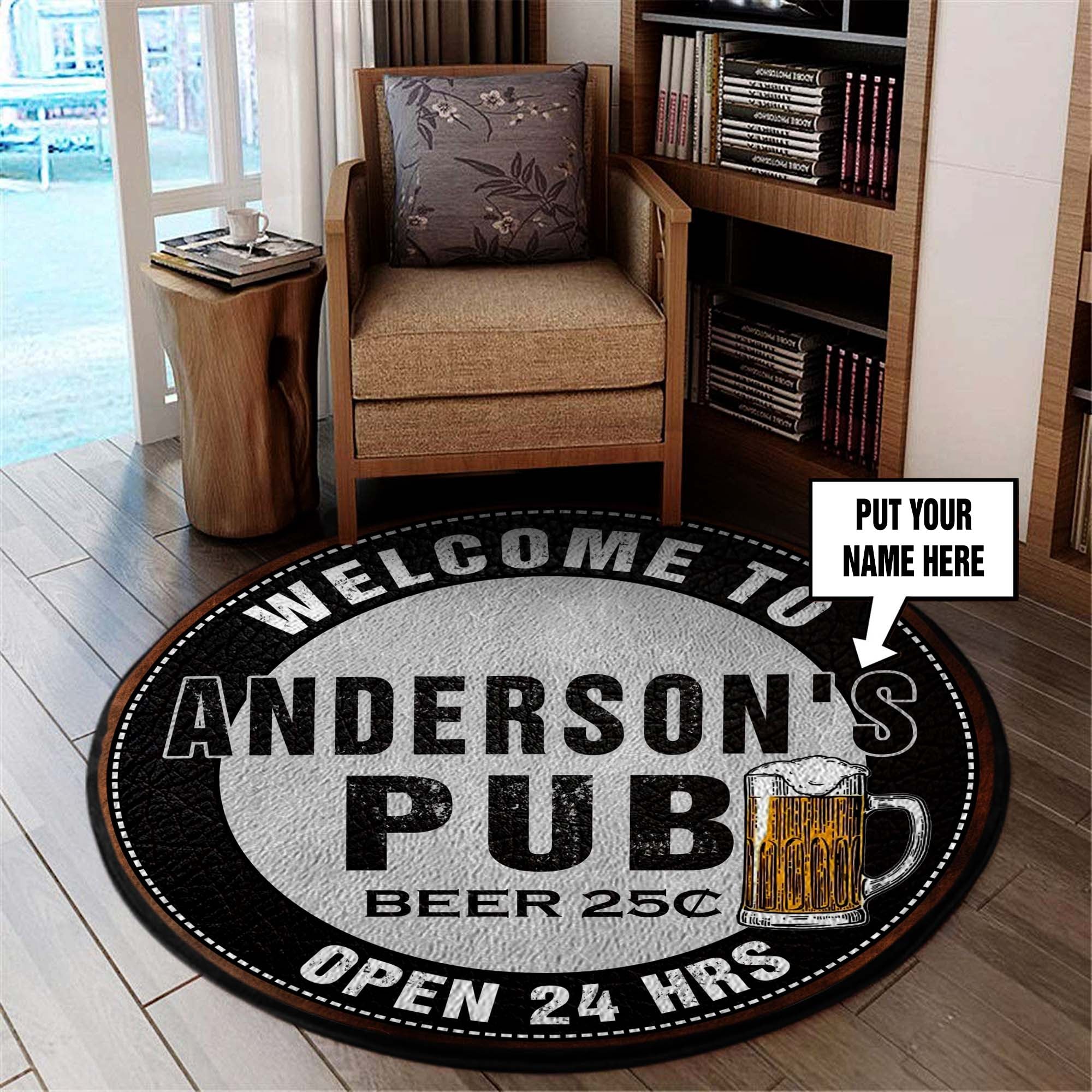 Personalized Beer Bar Round Mat 06986