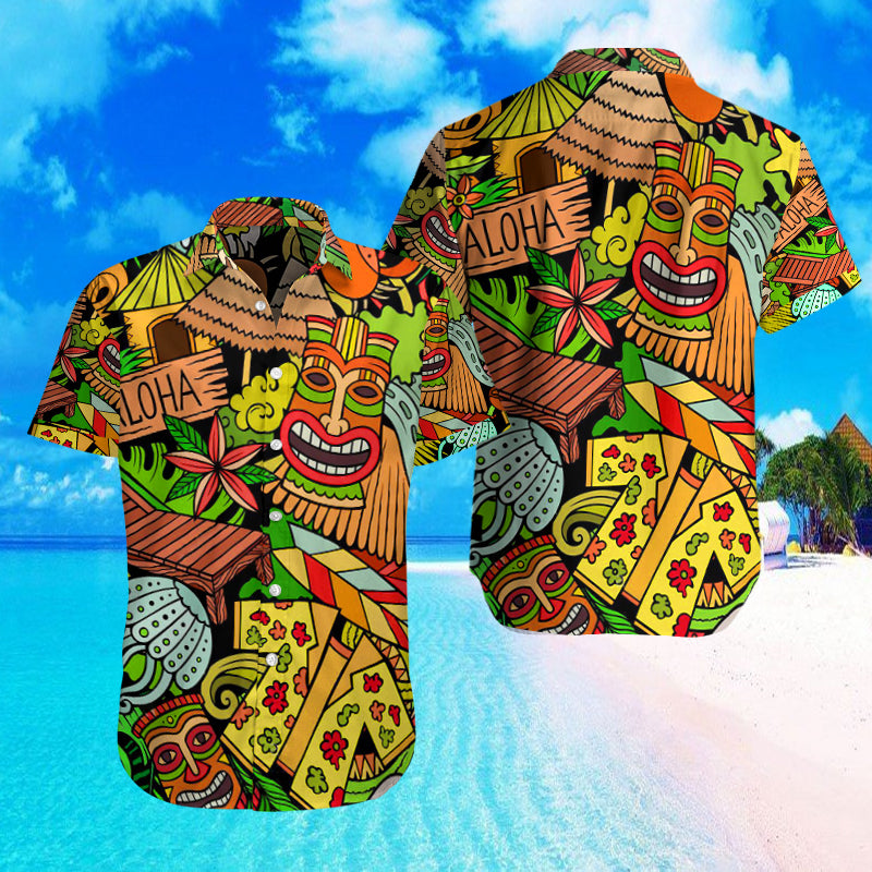 Tiki Bar Pattern Hawaii Shirts 08508