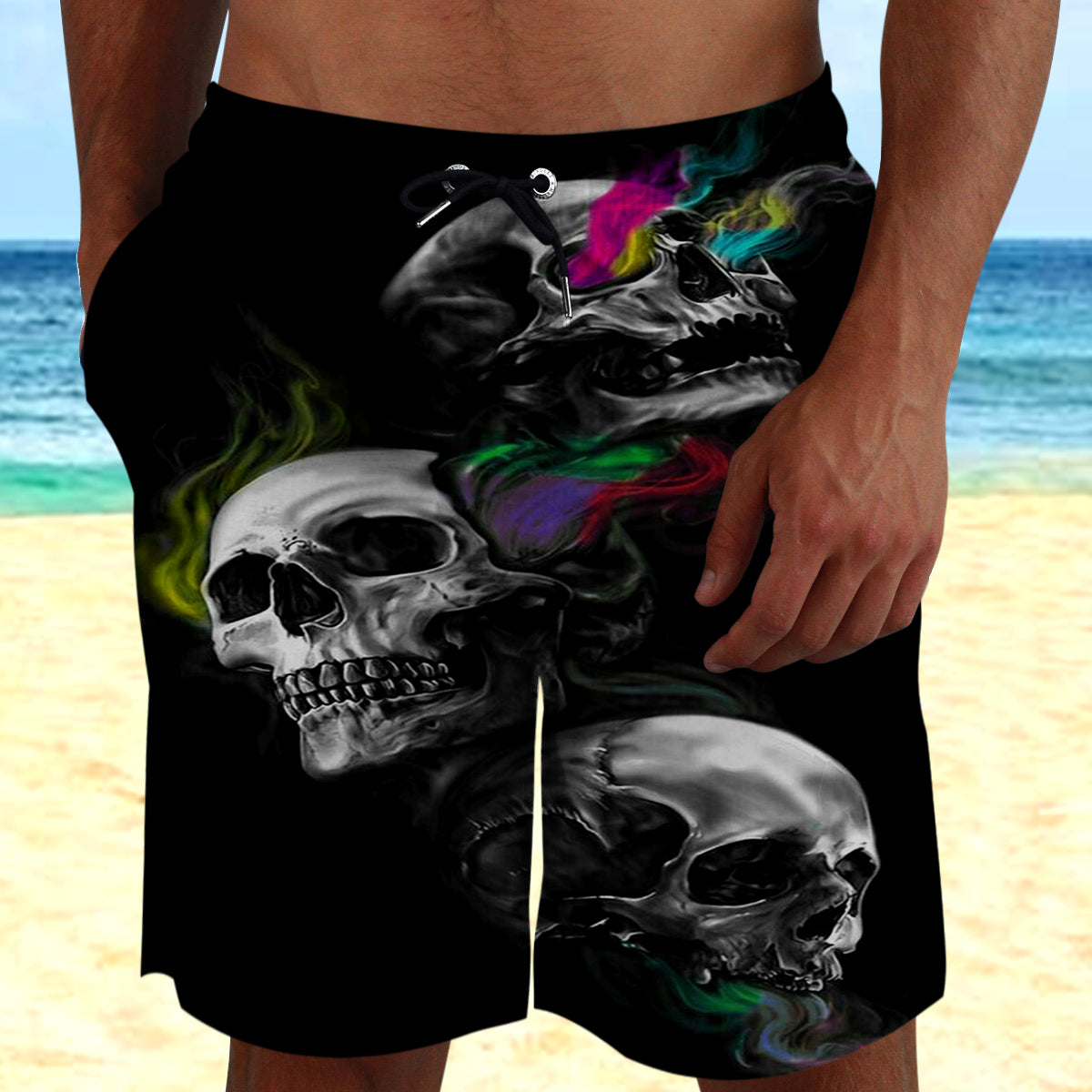 see no evil hear no evil speak no evil skulls Combo Beach Shorts and Hawaii shirt 09895