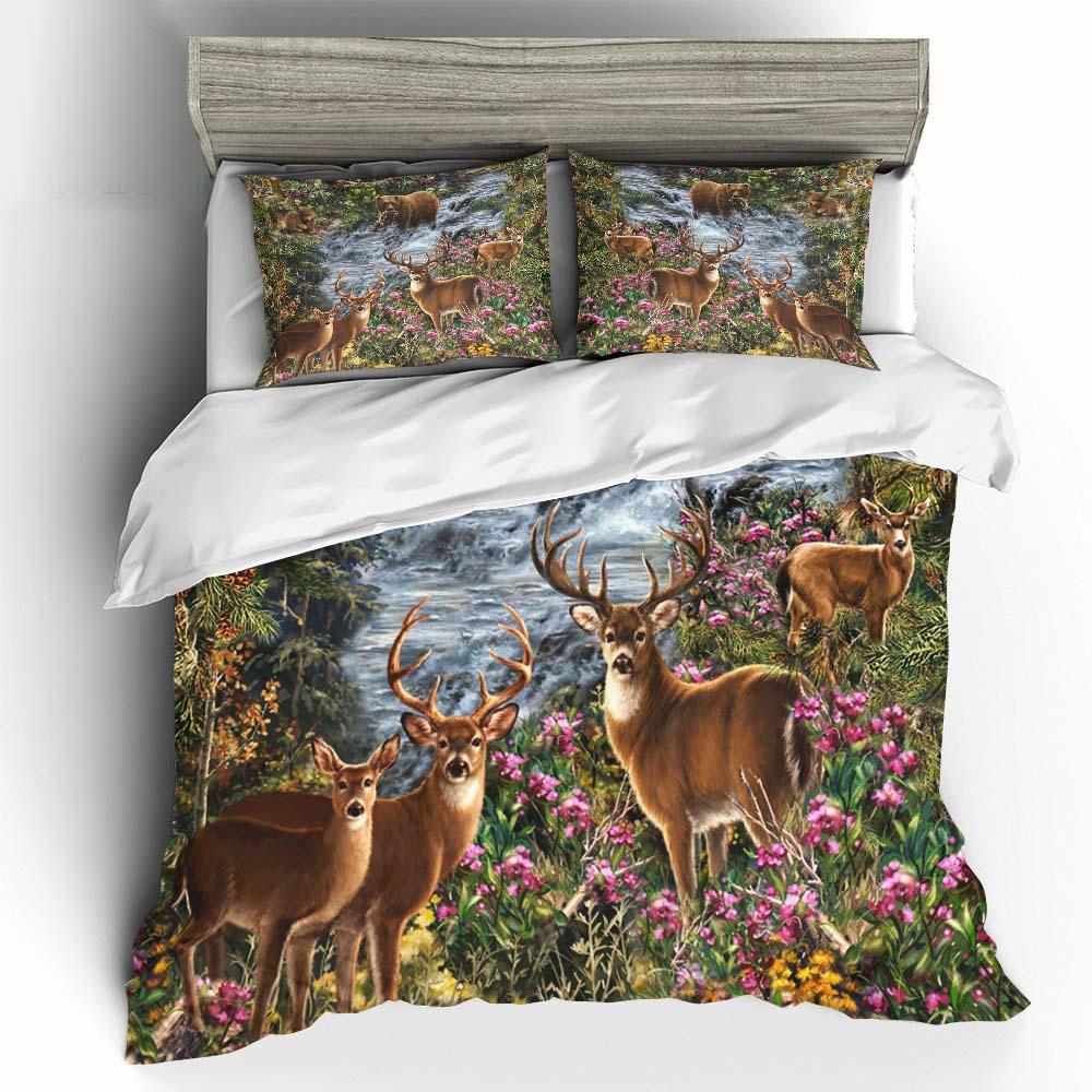 Deer and Bear Forest Hunting Bedding Set 06879