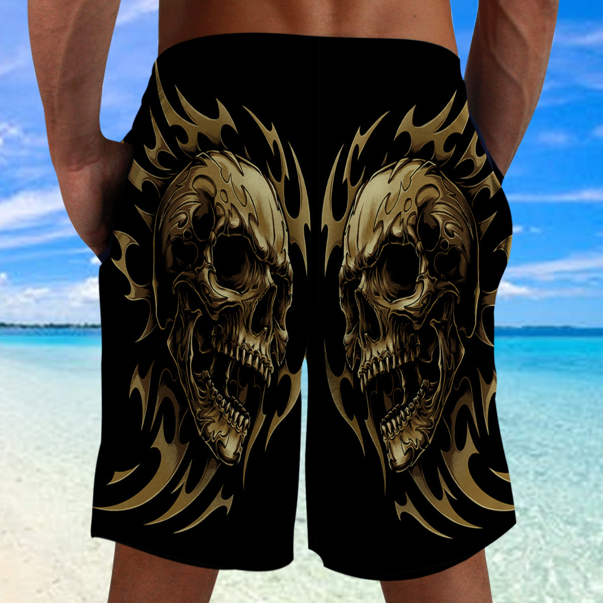Tribal Skull Beach Shorts 05007