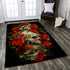 Skull Gothic Rose Flower Area Rug Carpet 04927