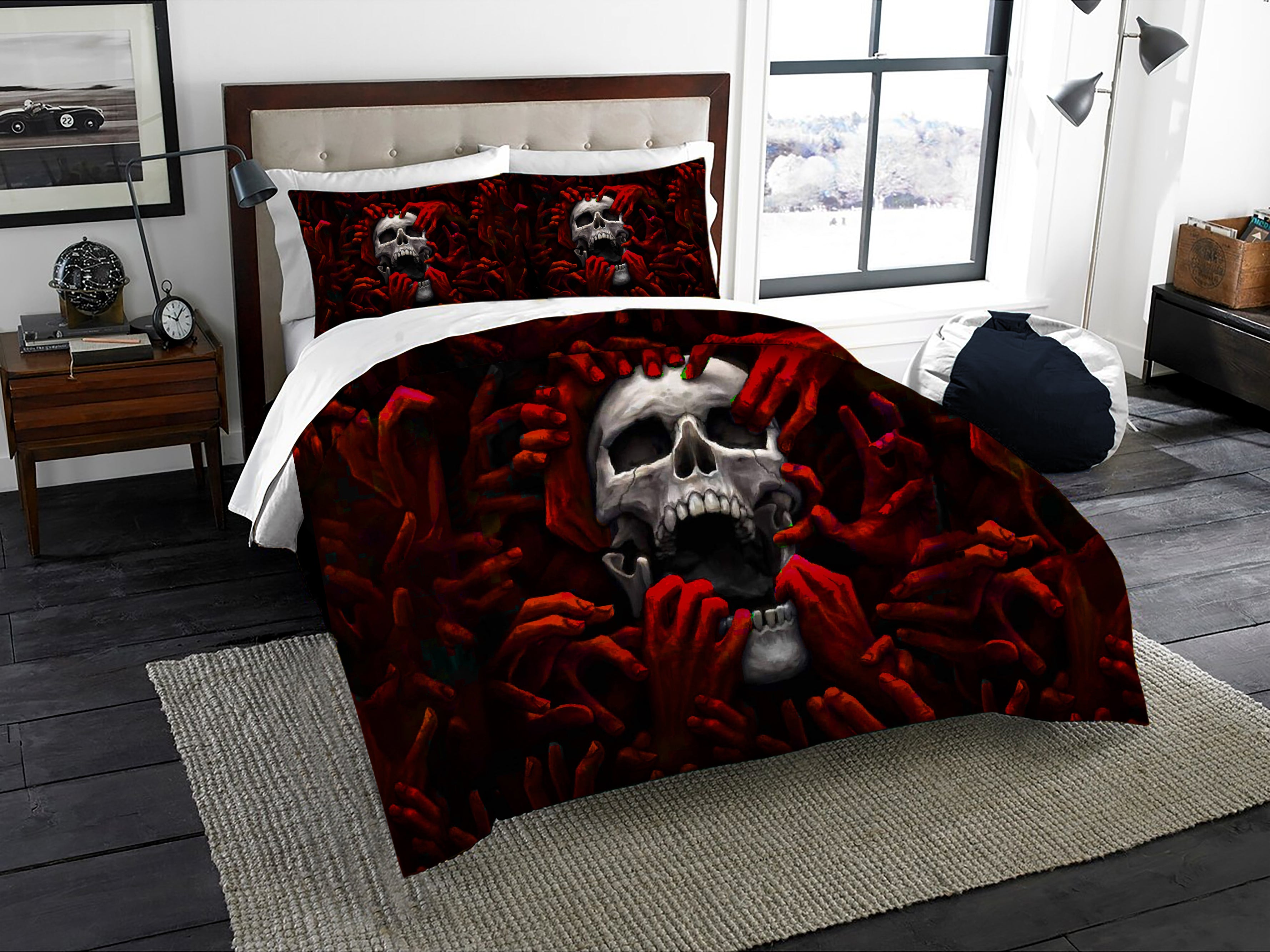Skull Red Hands From Hell Bedding Set 08632