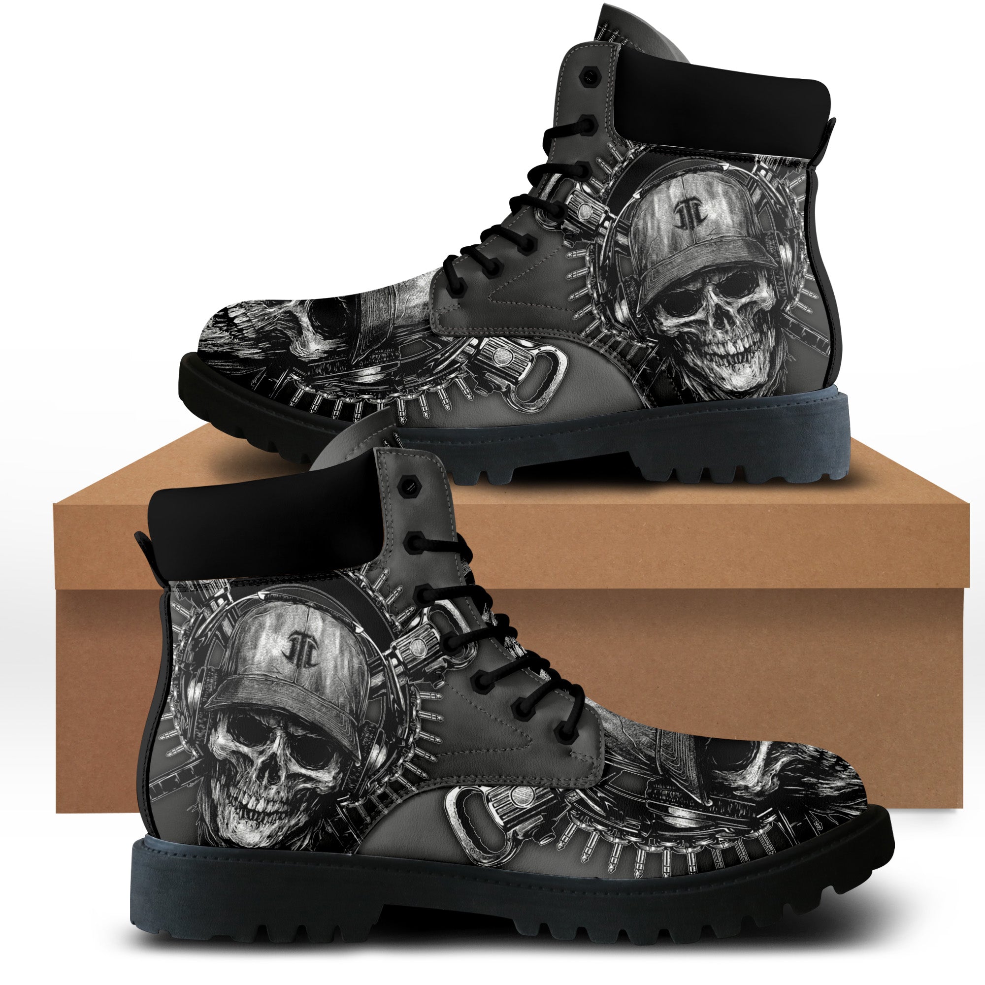 Heavy Metal Skull All Season Leather Boots