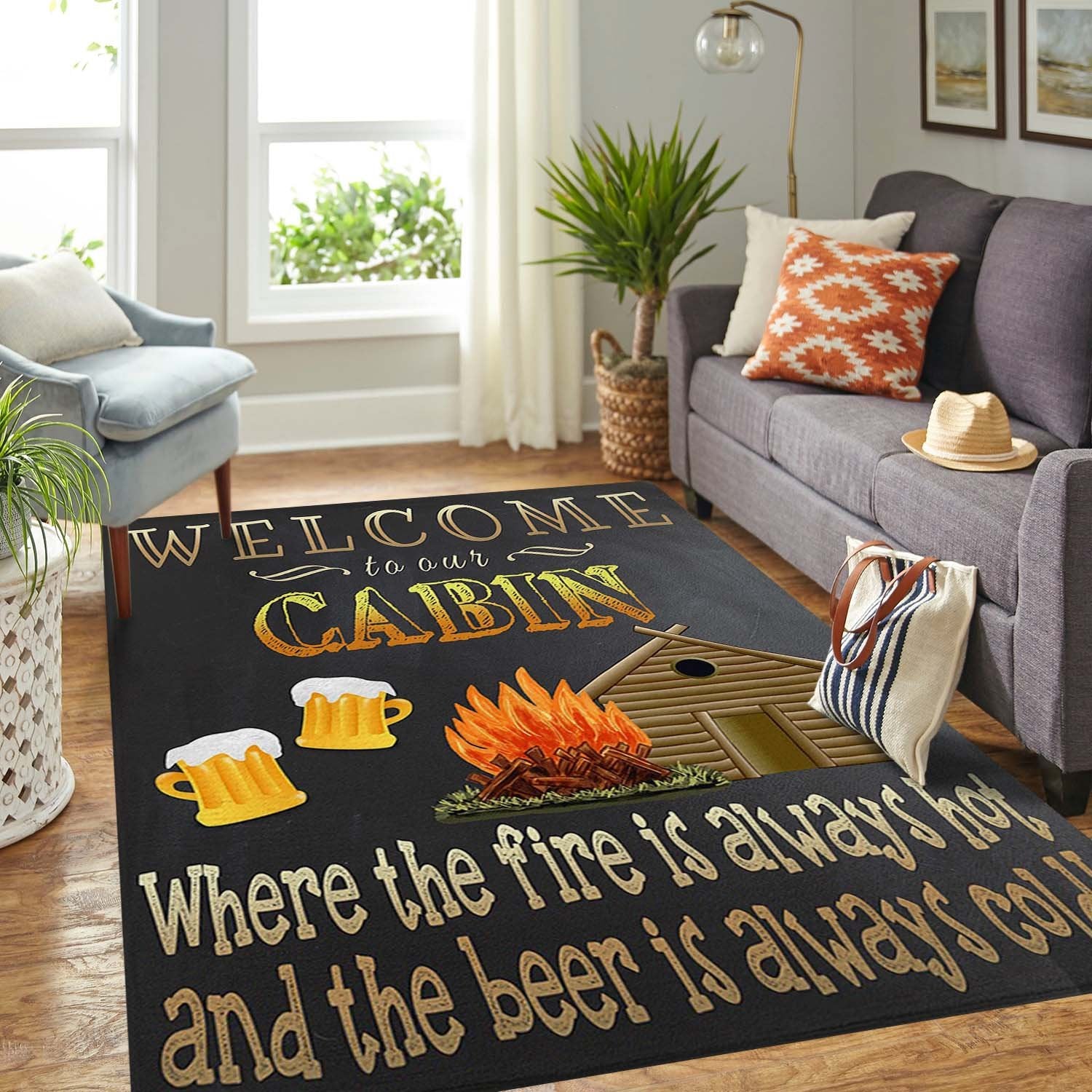 Welcome to our Cabin Are Rug 06673