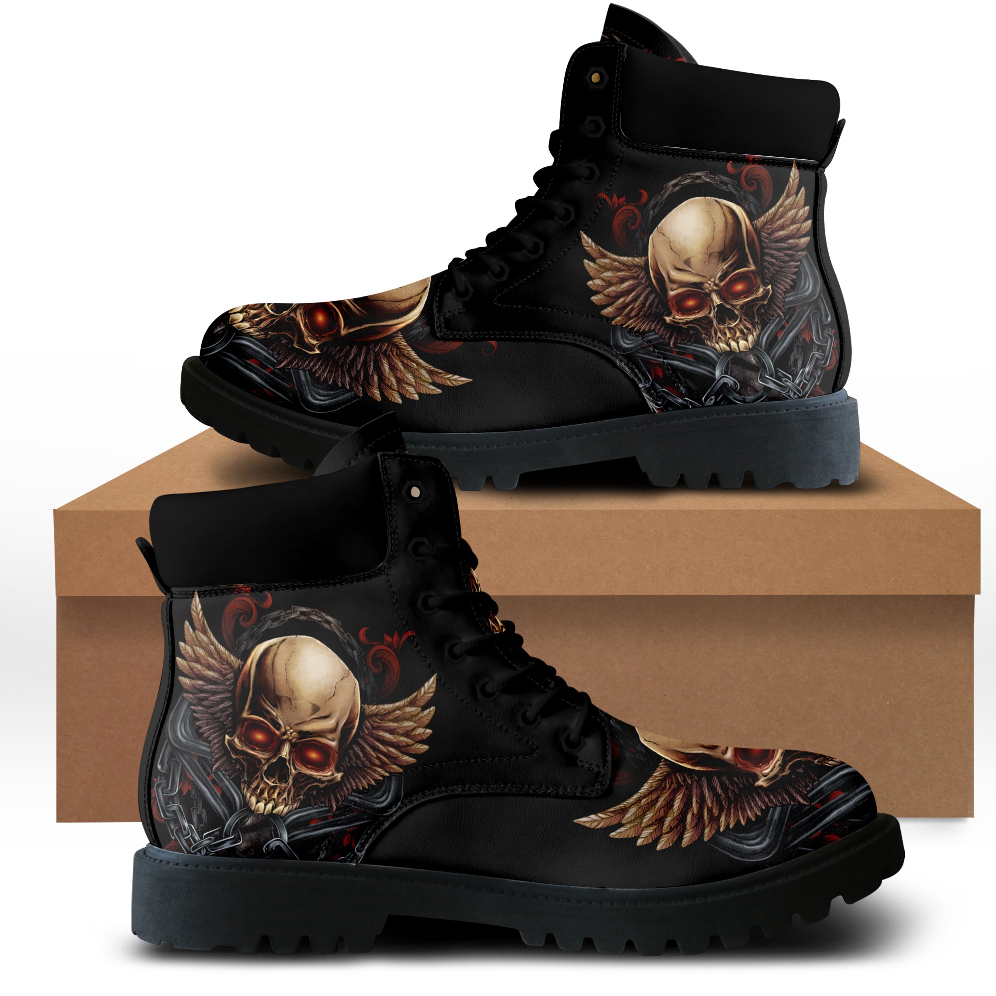 Winged Skull All Season Leather Boots