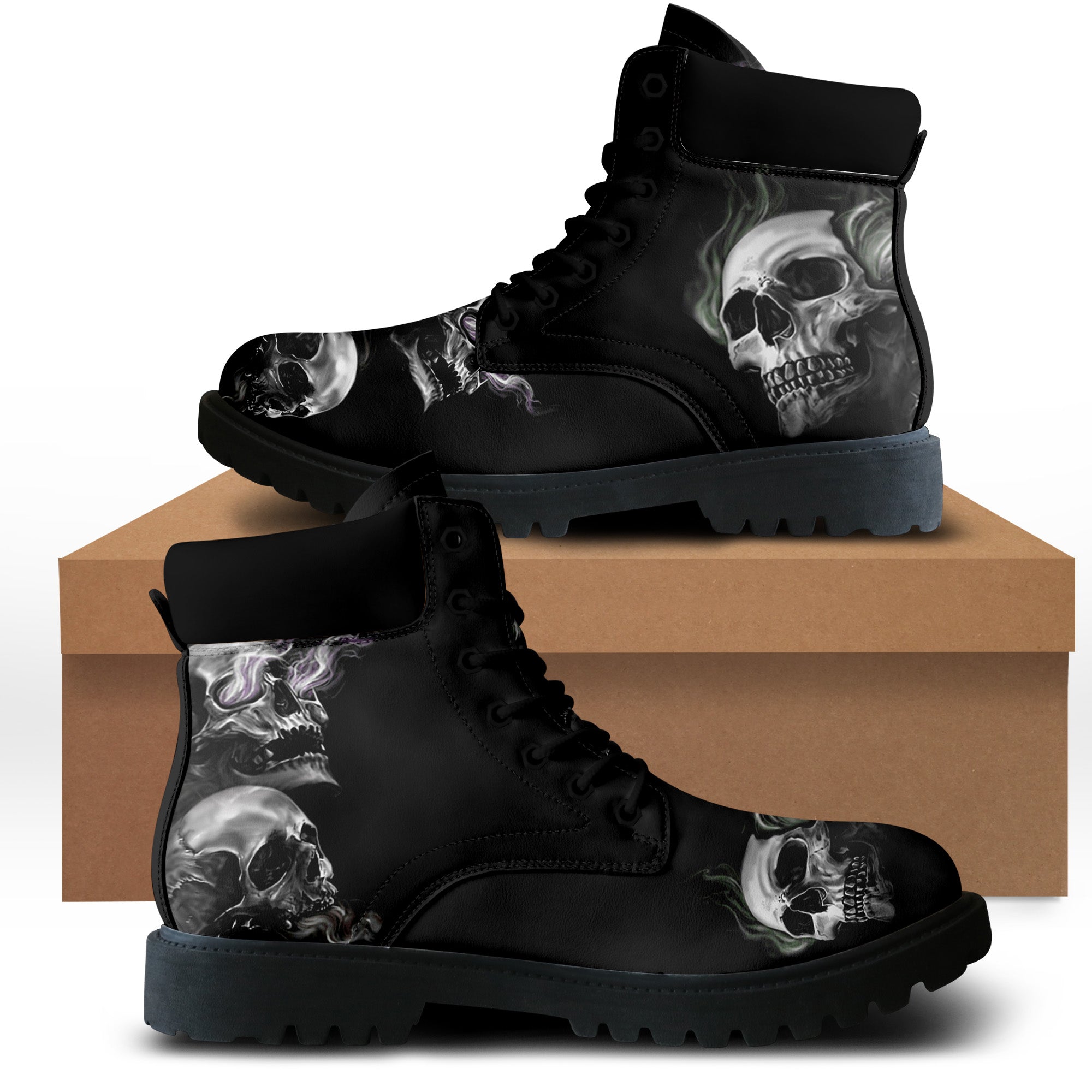 Skull See No Evil All Season Leather Boots