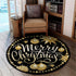 Merry Christmas Black And Gold Ornament Round mat 07043
