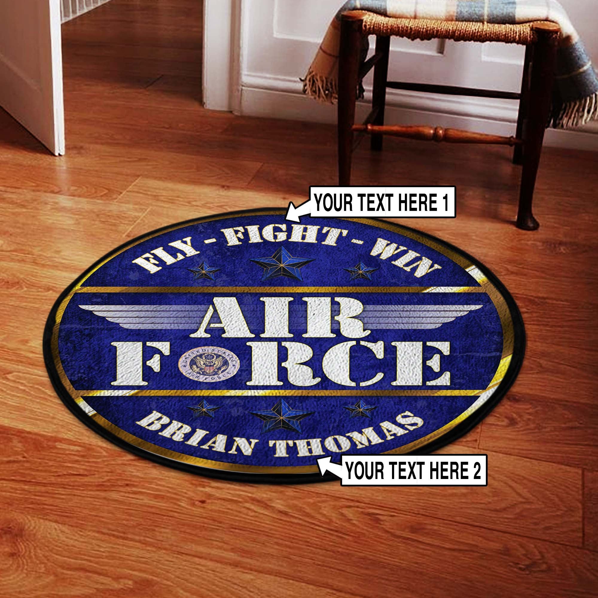 Personalized Air Force Military Round Mat 06890