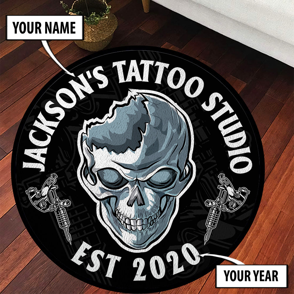 Personalized Skull Tattoo Machine Round Mat 07874