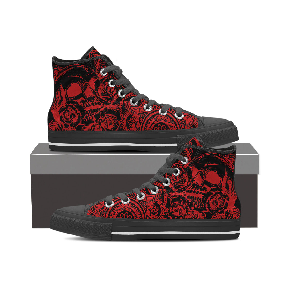 Skull Red High Top Shoes 09521