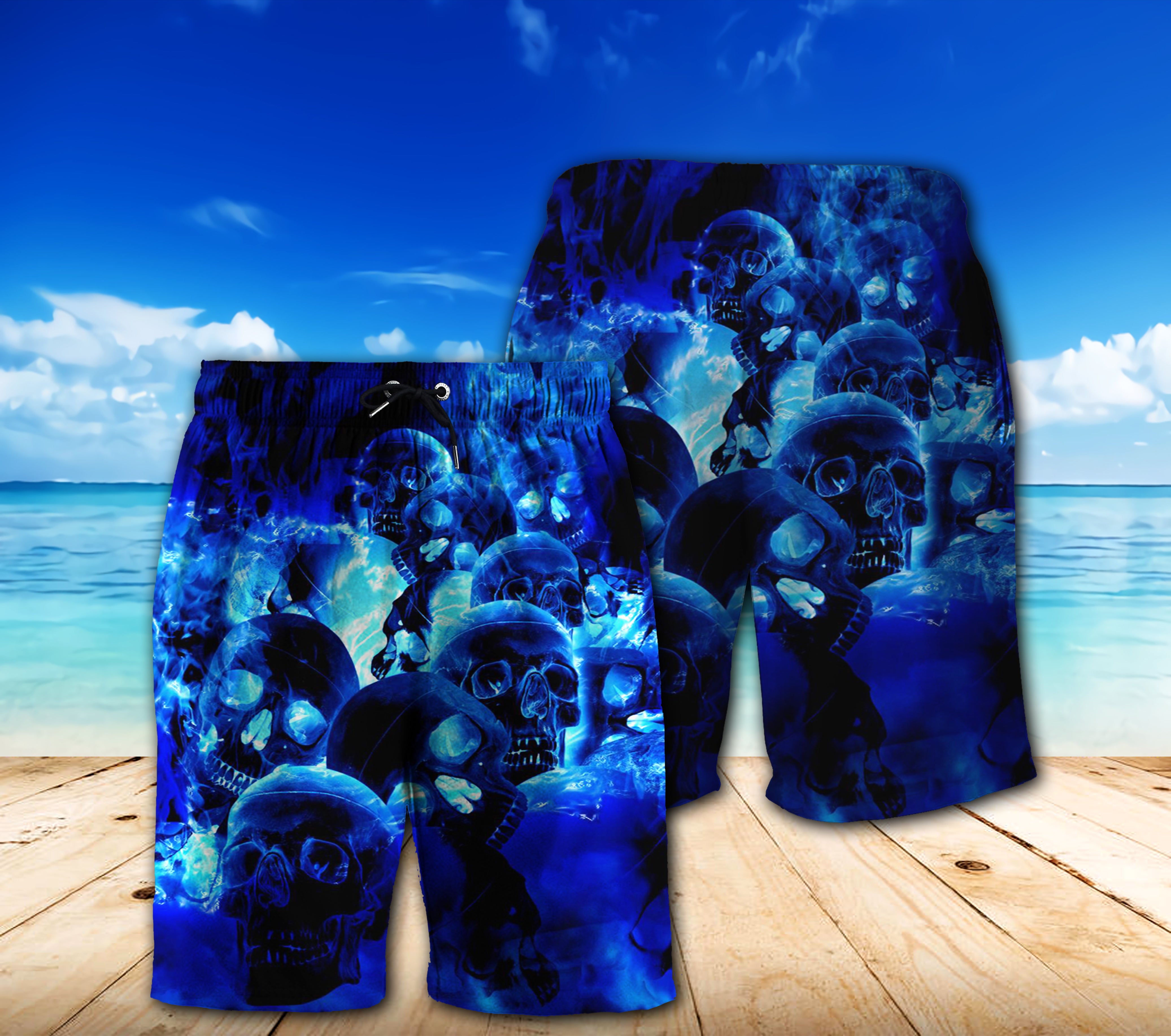 Blue Skull Beach Shorts 08962