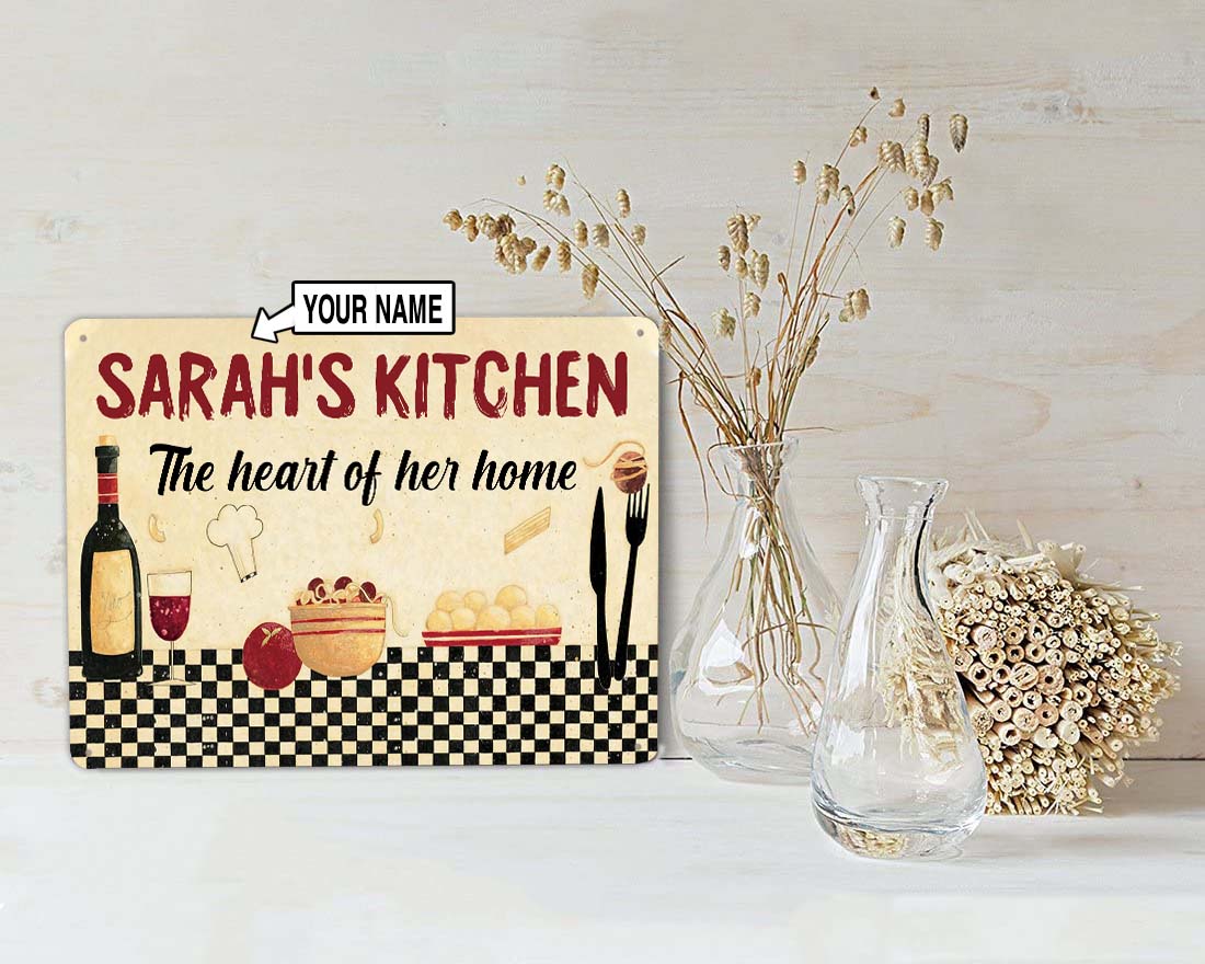 Personalized Cooking Kitchen The Heart Of The Home Vintage Metal Sign 07615