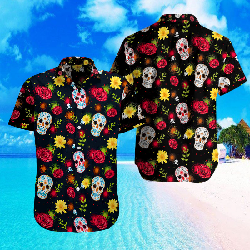 Sugar Skull with Rose Hawaii Shirts 08668