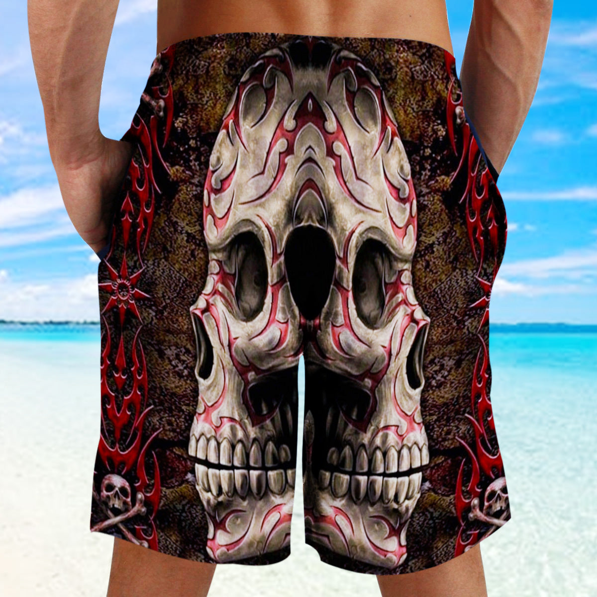 Skull Tribal Beach Shorts 04955