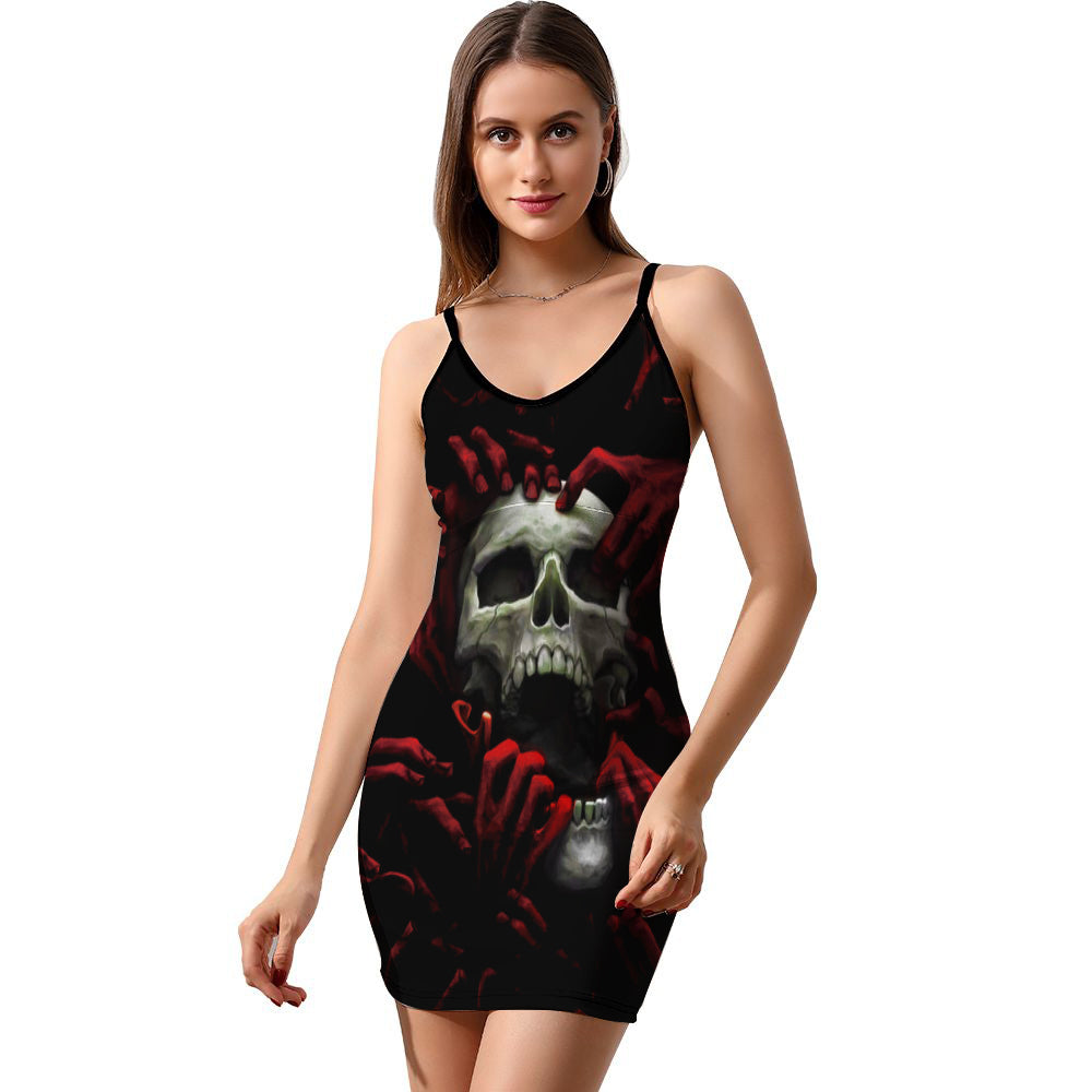 Skull 3D Women Sling Dress 08908