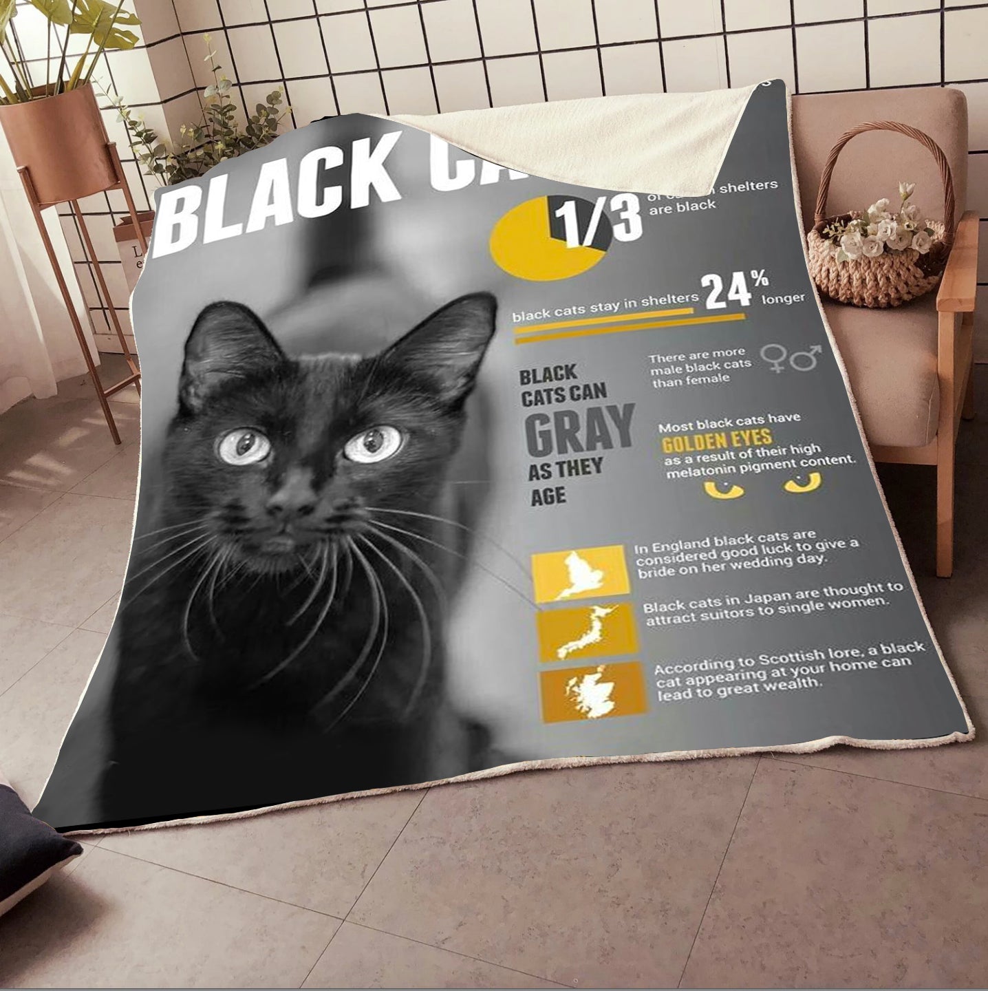 Black Cat Blanket 06005