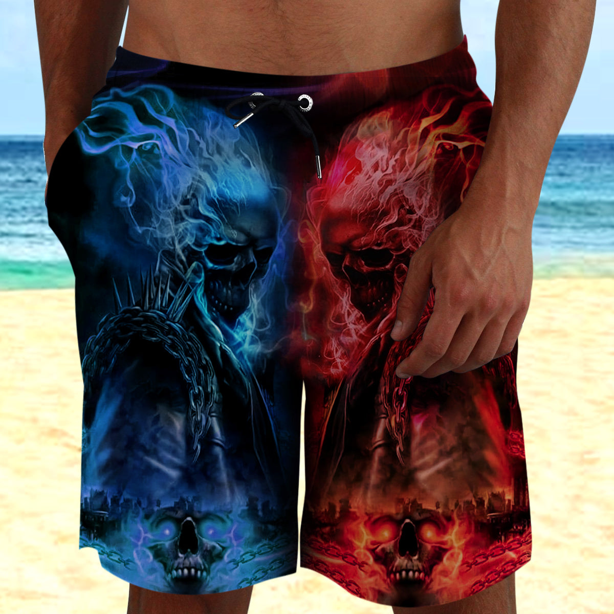 Skull Viking 3D Beach Shorts 09500