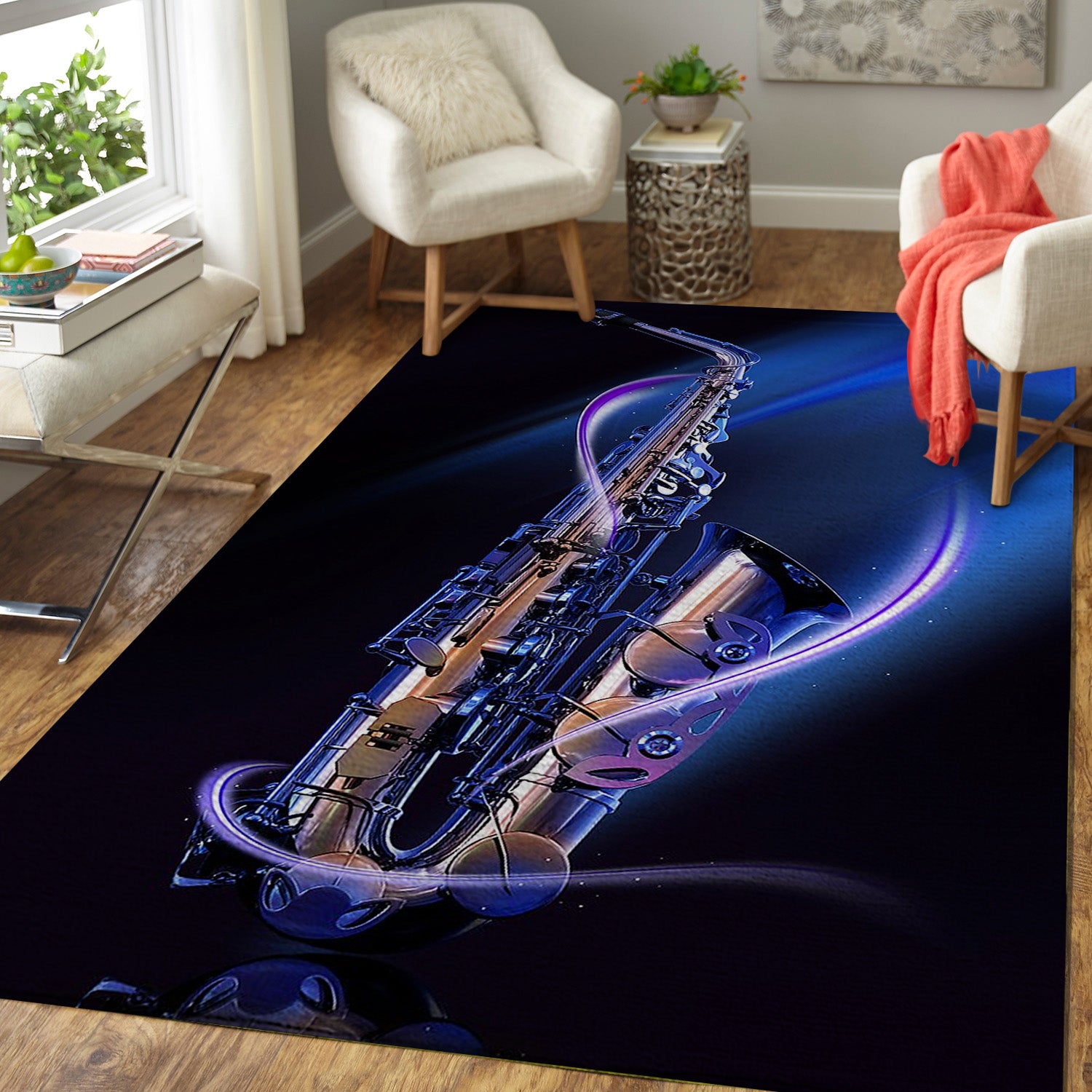 Jazz Saxophone Area Rug Carpet 06077