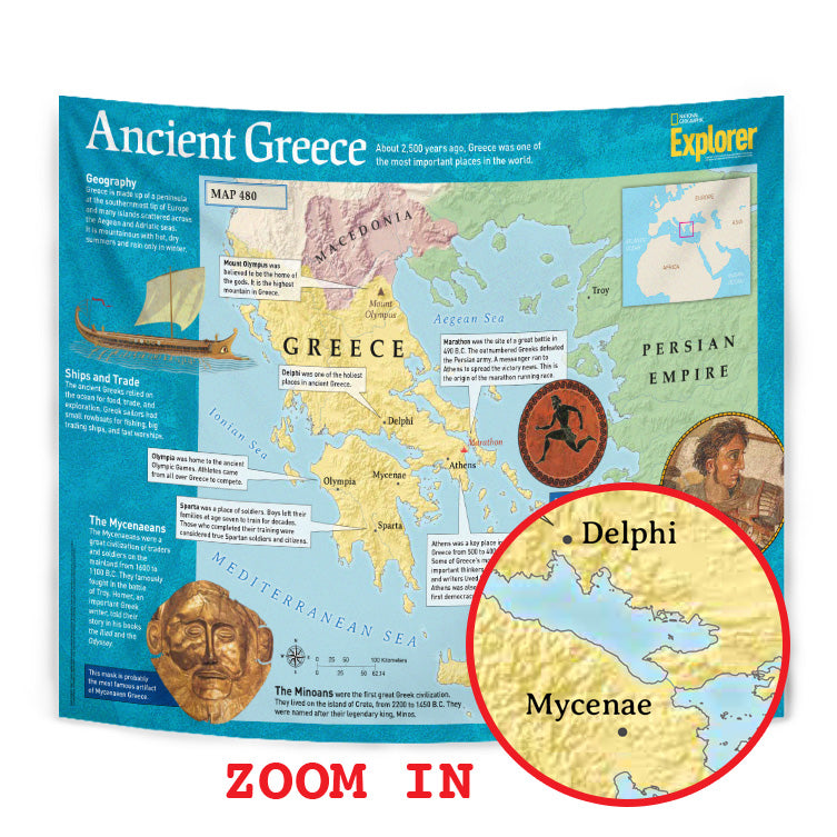 Ancient Greece Map High Resolution Tapestry 06173