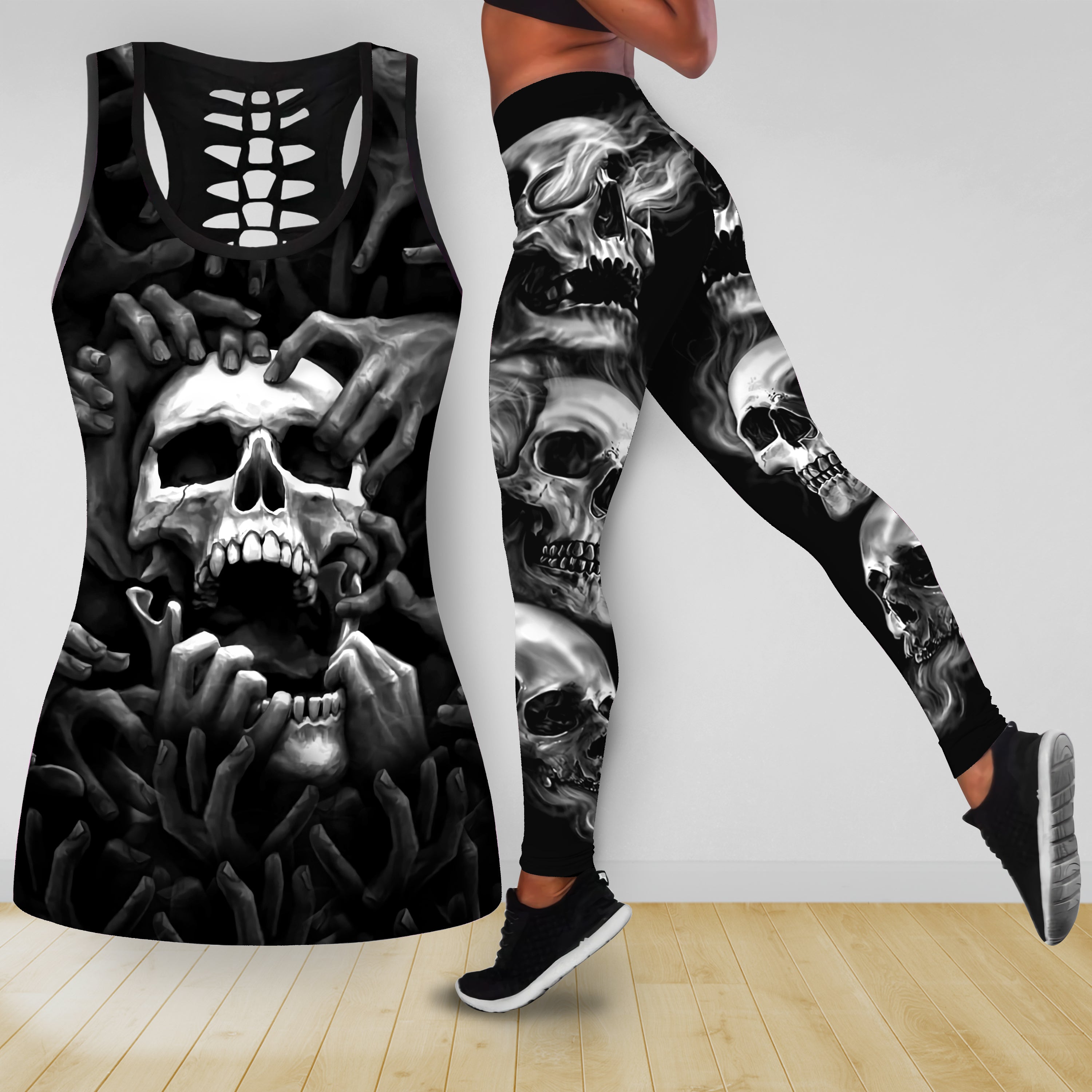 The Grim Reaper Skull Tattoo Combo Legging Tank Top	Combo Legging Tank Top 09855