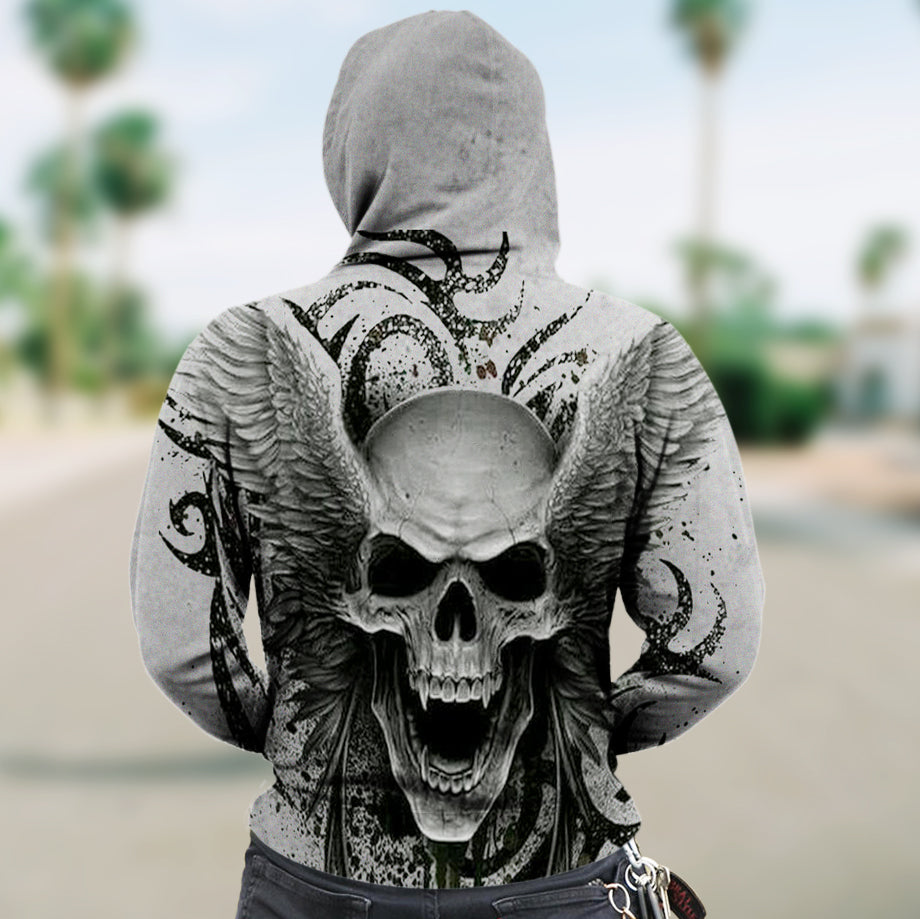 3D Zip Hoodie_Vampire skull