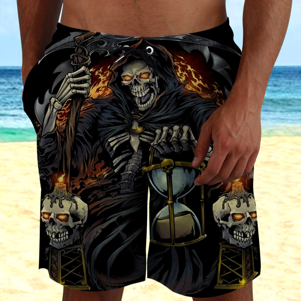 Skull 3D Shorts_Grim Reaper with Hourglass
