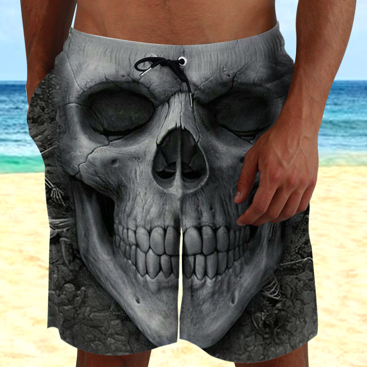 Skull 3D Shorts_White Skull