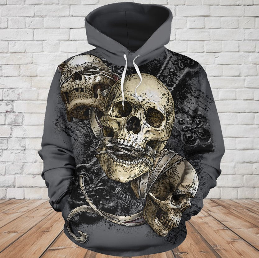 Skull 3D Hoodie_See no Evil, Hear no Evil, Speak no Evil