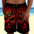 Skull 3D Shorts_Red Fire Skull