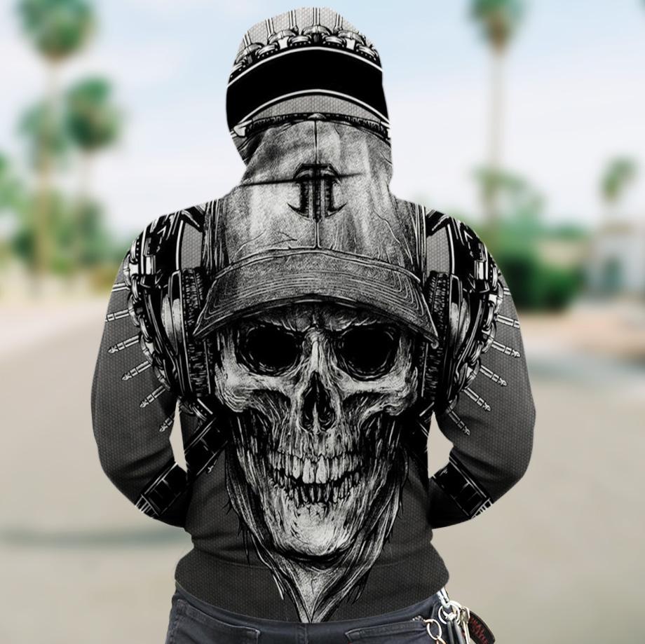 Skull Zip Hoodie Heavy Metal Skull Gothic Clothing