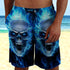Skull 3D Shorts_Blue Flaming Skull
