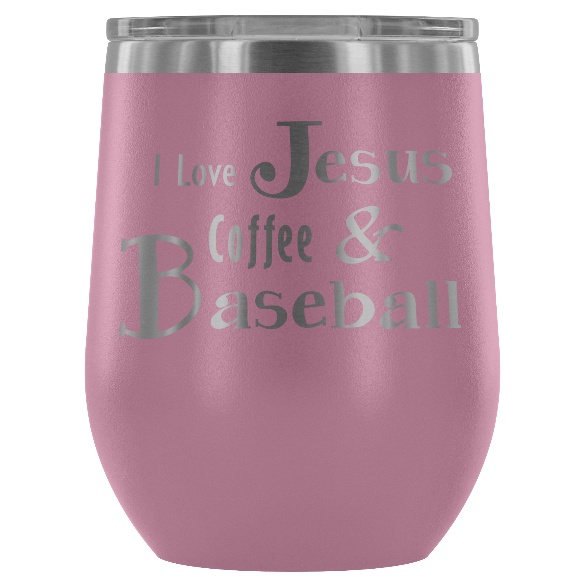 Wine Tumbler_Love Jesus Coffe and Baseball