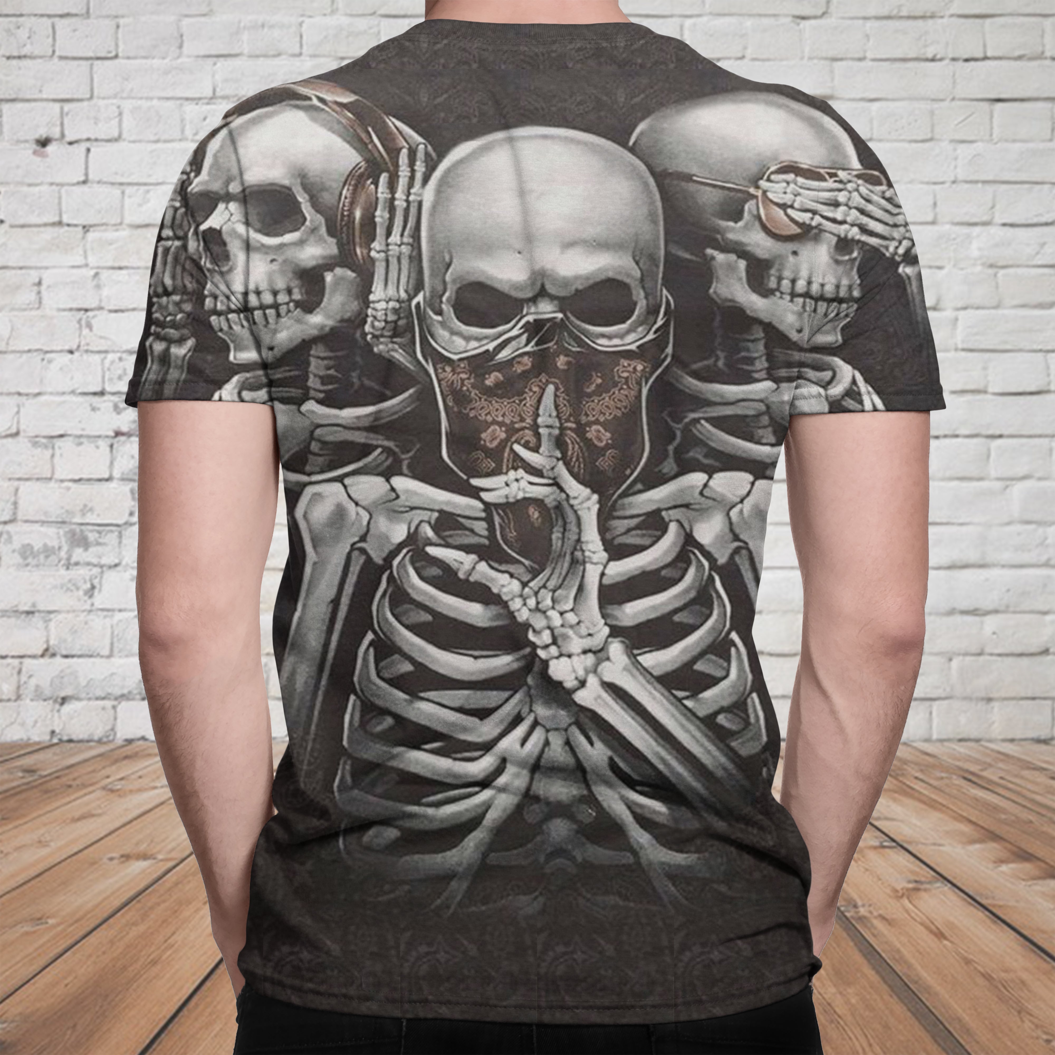 3D T-shirt_Skull Speak Hear See No Evil