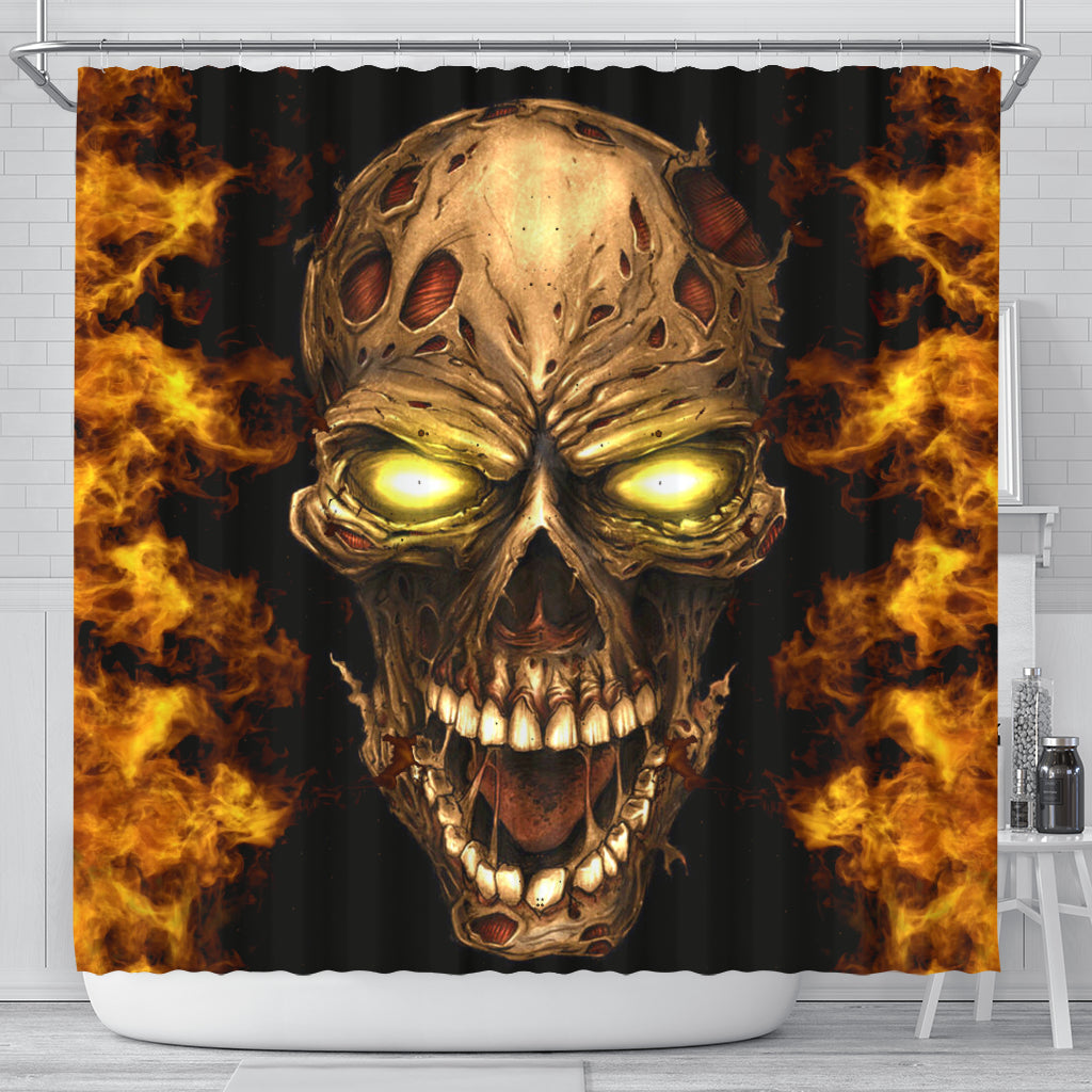 Skull Shower Curtain_Fire Skull