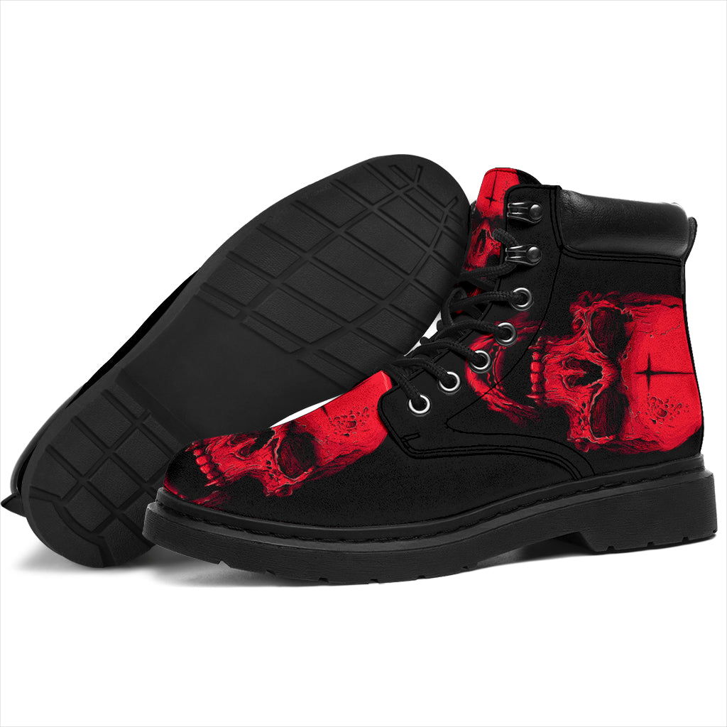 Skull All Season Boots Inverted Cross Gothic Shoes Fashion - 04436
