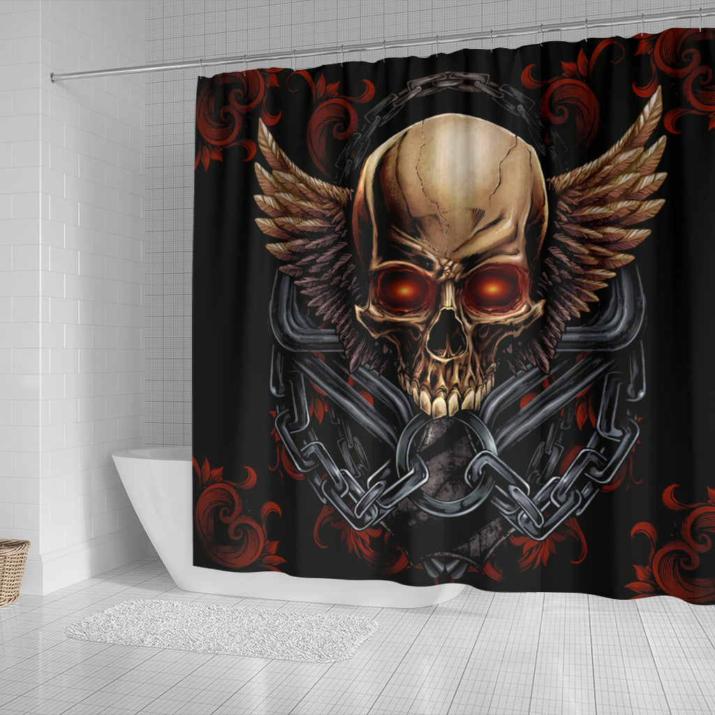 Skull Shower Curtain Winged Skull Gothic Home Decor