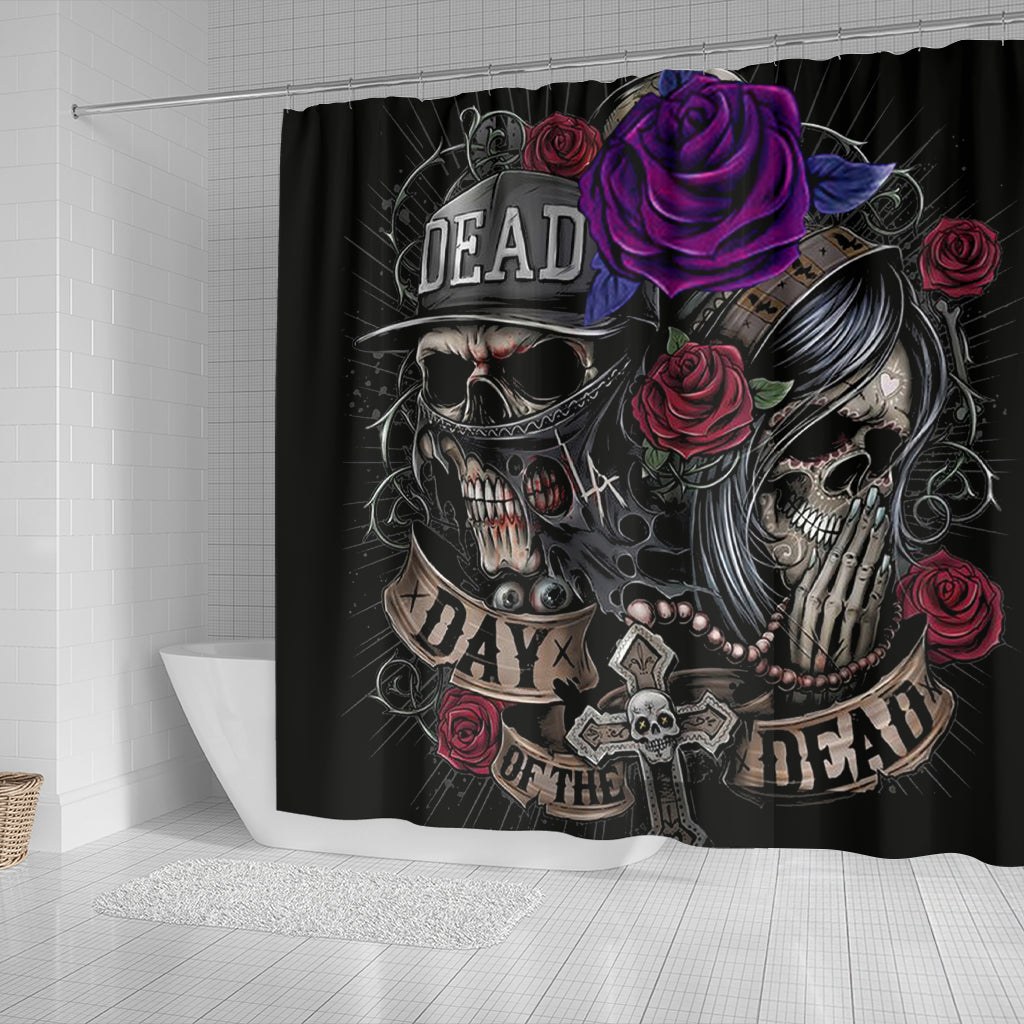 Skull Shower Curtain Couple Skull Day of The Dead Gothic Home Decor - 0681-4