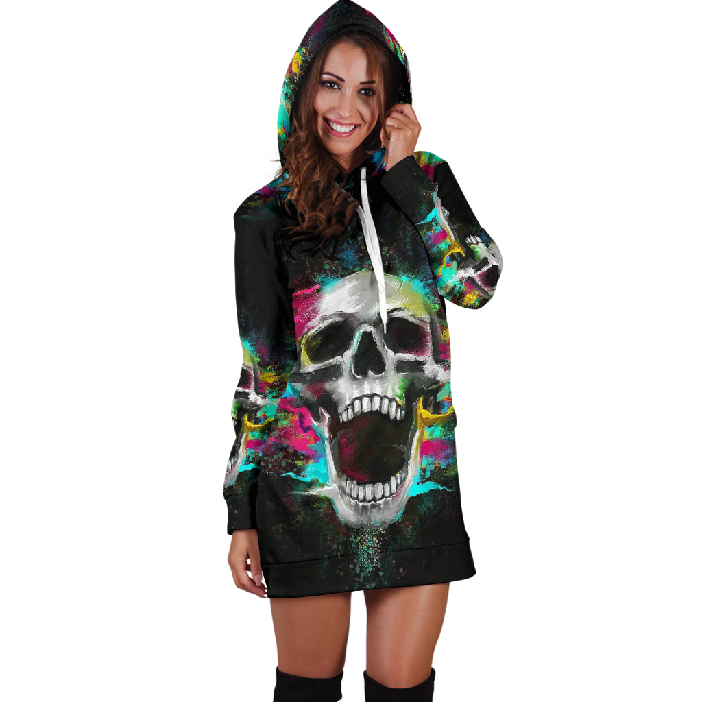 Skull Hoodie Dress_Colorful Night Scream