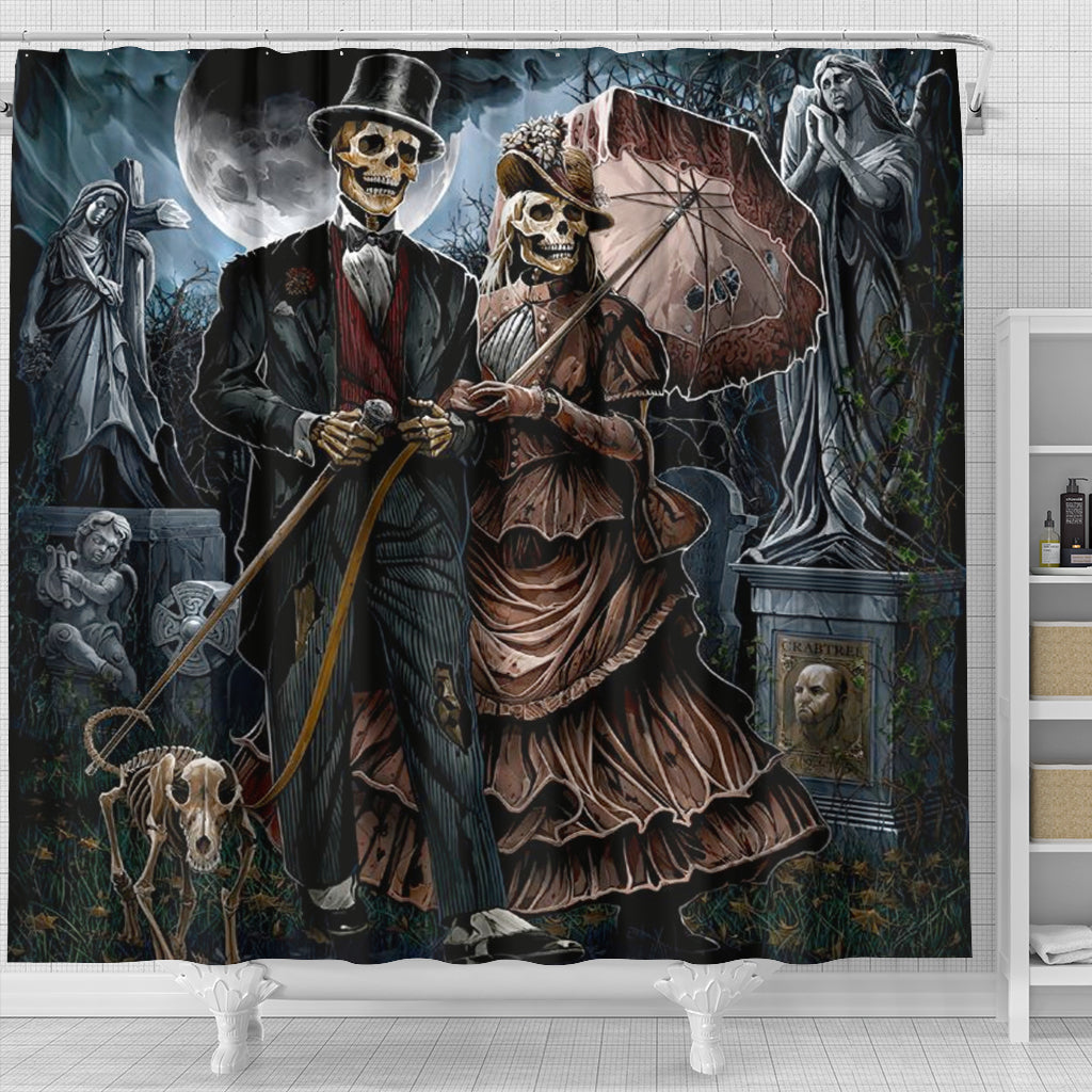 Skull Shower Curtain Couple Skull Day of The Dead Gothic Home Decor - 0681-1