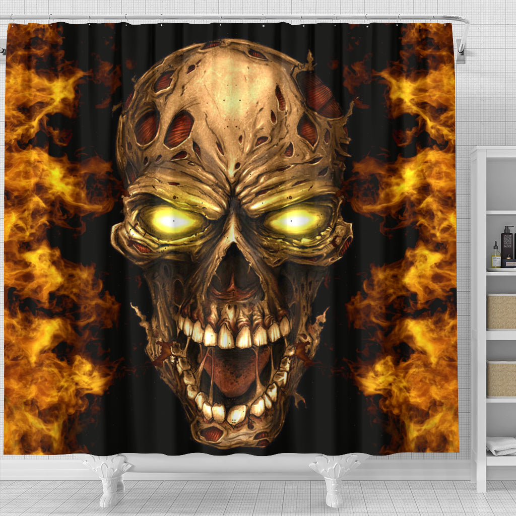 Skull Shower Curtain_Fire Skull
