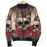 Skull hoodie Women's Bomber Jacket_Roses and King crown