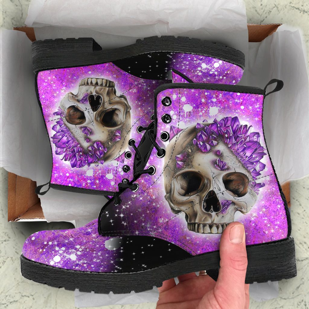 Crystal Skull Purple Leather Boots 06013 - 60865